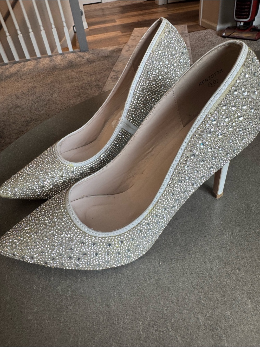 De Blossom Collection Crystal Pointed Toe Pumps - Silver